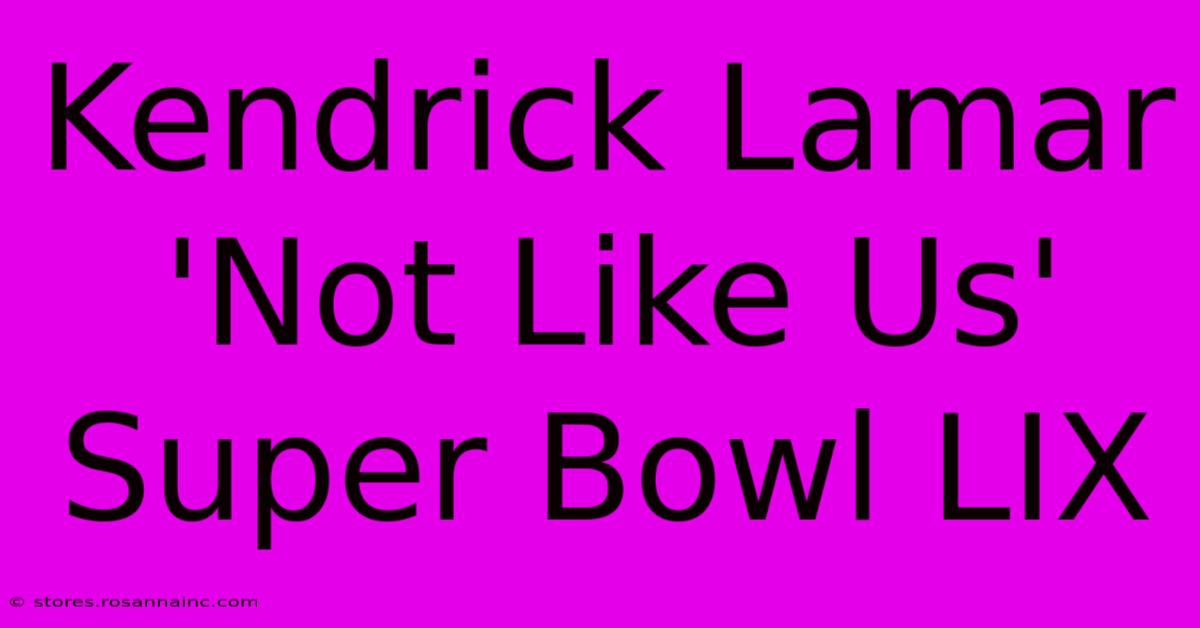 Kendrick Lamar 'Not Like Us' Super Bowl LIX