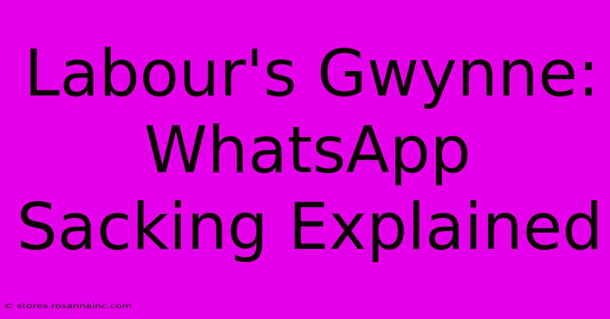 Labour's Gwynne: WhatsApp Sacking Explained