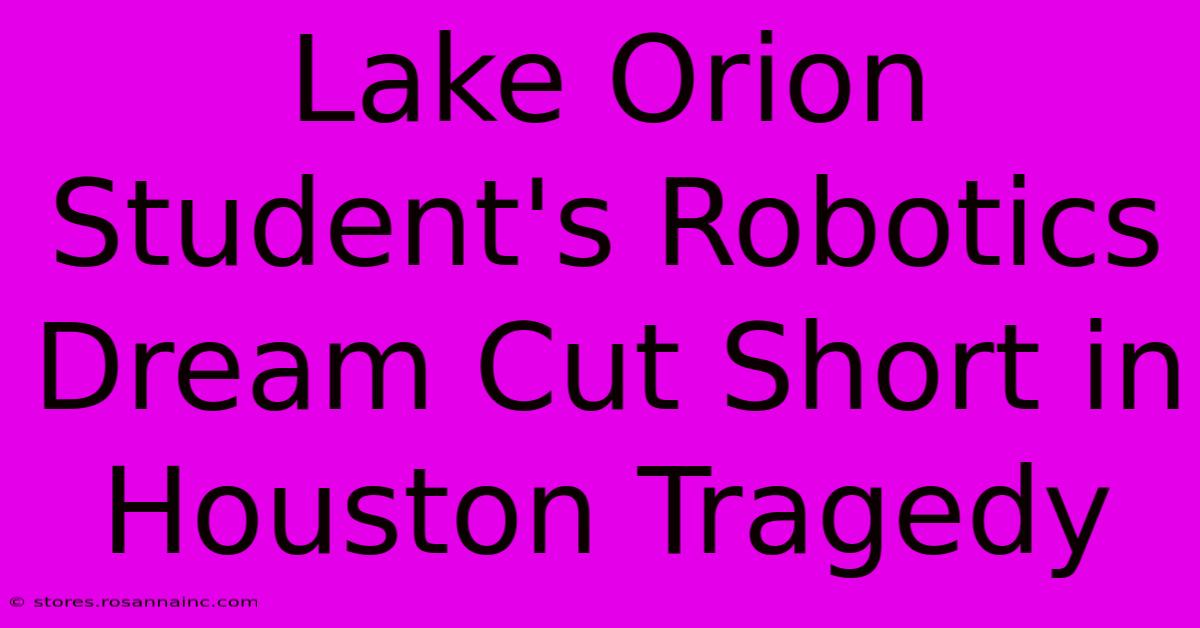 Lake Orion Student's Robotics Dream Cut Short In Houston Tragedy