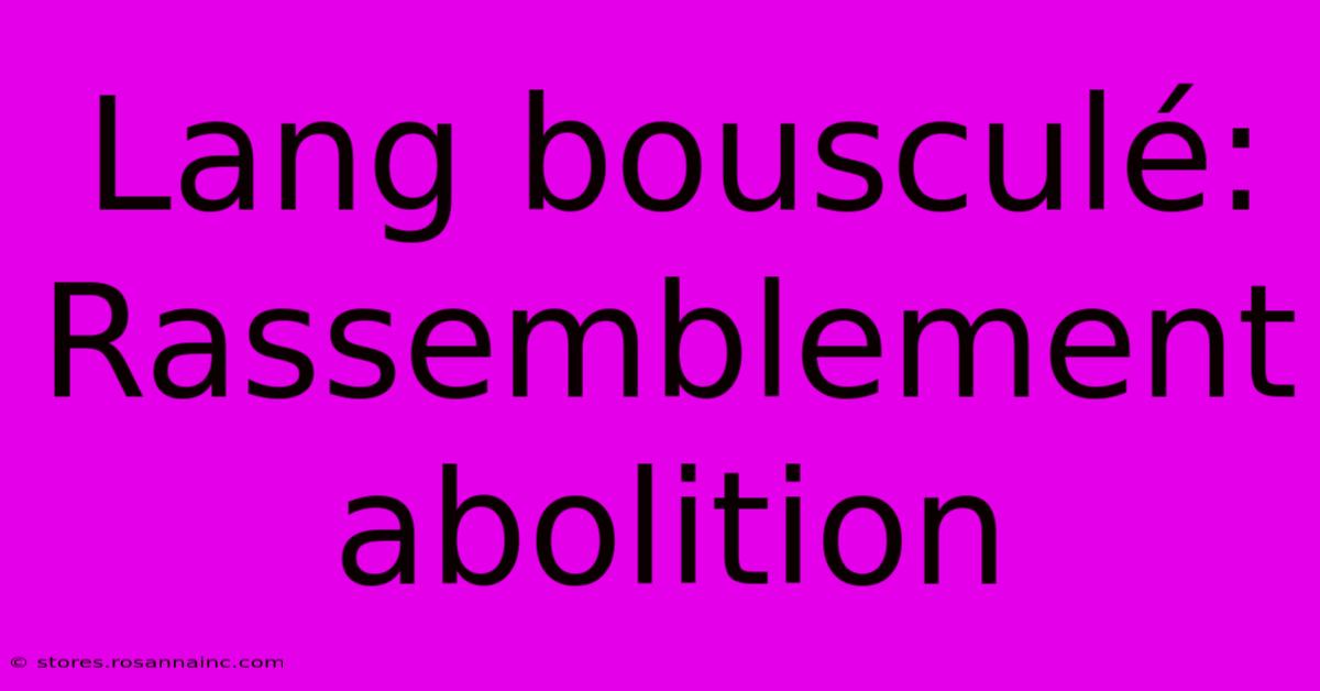 Lang Bousculé: Rassemblement Abolition