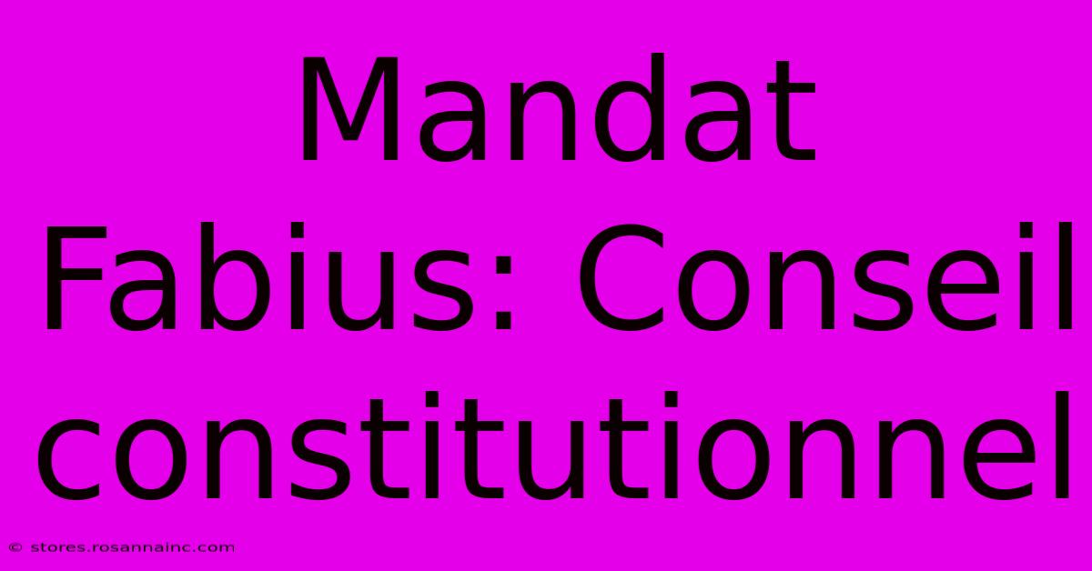 Mandat Fabius: Conseil Constitutionnel