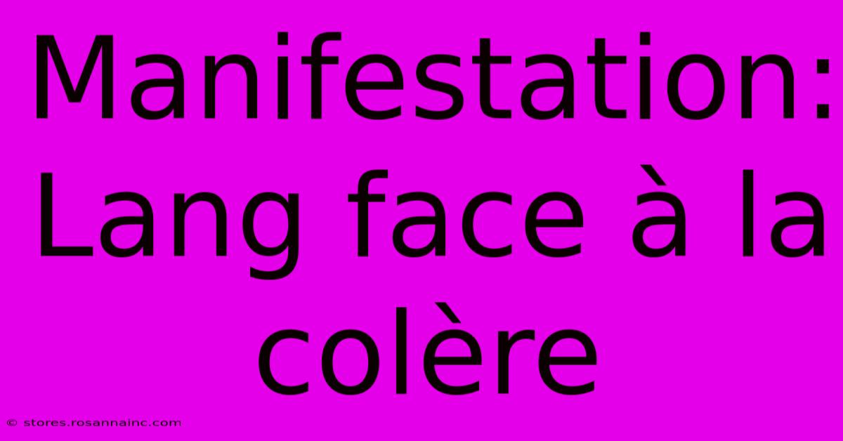 Manifestation: Lang Face À La Colère