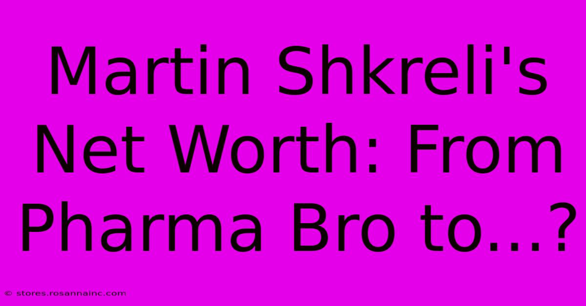 Martin Shkreli's Net Worth: From Pharma Bro To...?