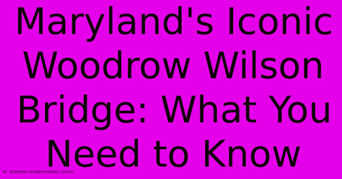 Maryland's Iconic Woodrow Wilson Bridge: What You Need To Know