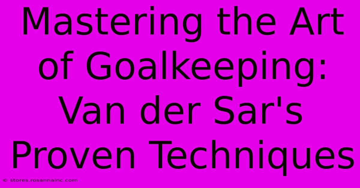 Mastering The Art Of Goalkeeping: Van Der Sar's Proven Techniques