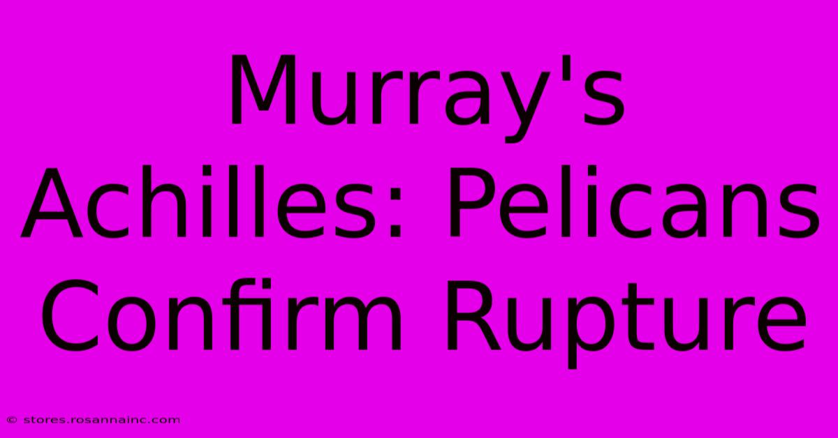 Murray's Achilles: Pelicans Confirm Rupture