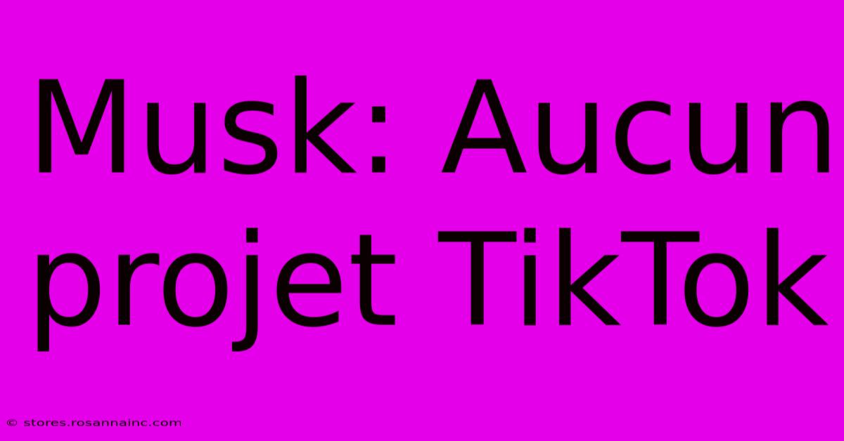 Musk: Aucun Projet TikTok