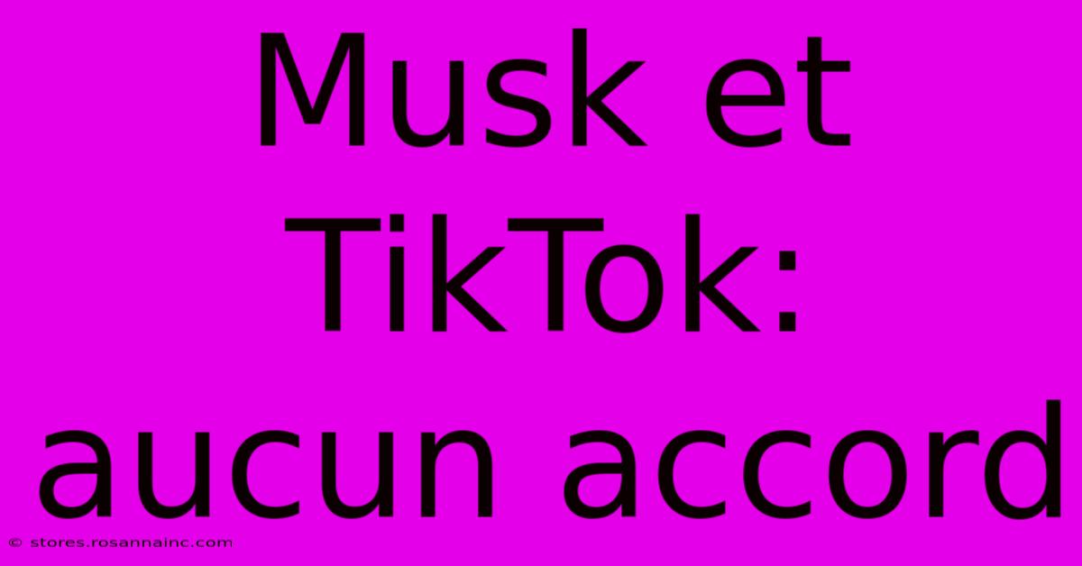 Musk Et TikTok:  Aucun Accord