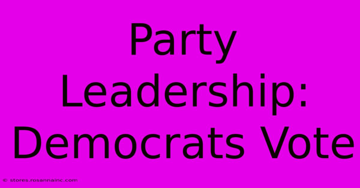 Party Leadership: Democrats Vote