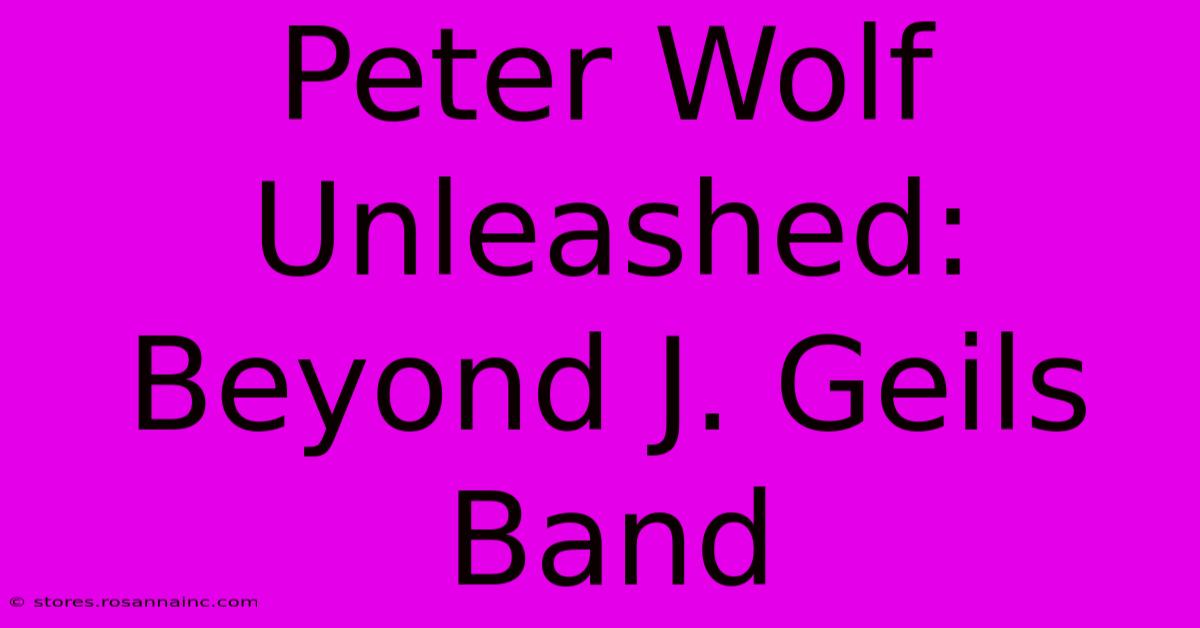 Peter Wolf Unleashed: Beyond J. Geils Band