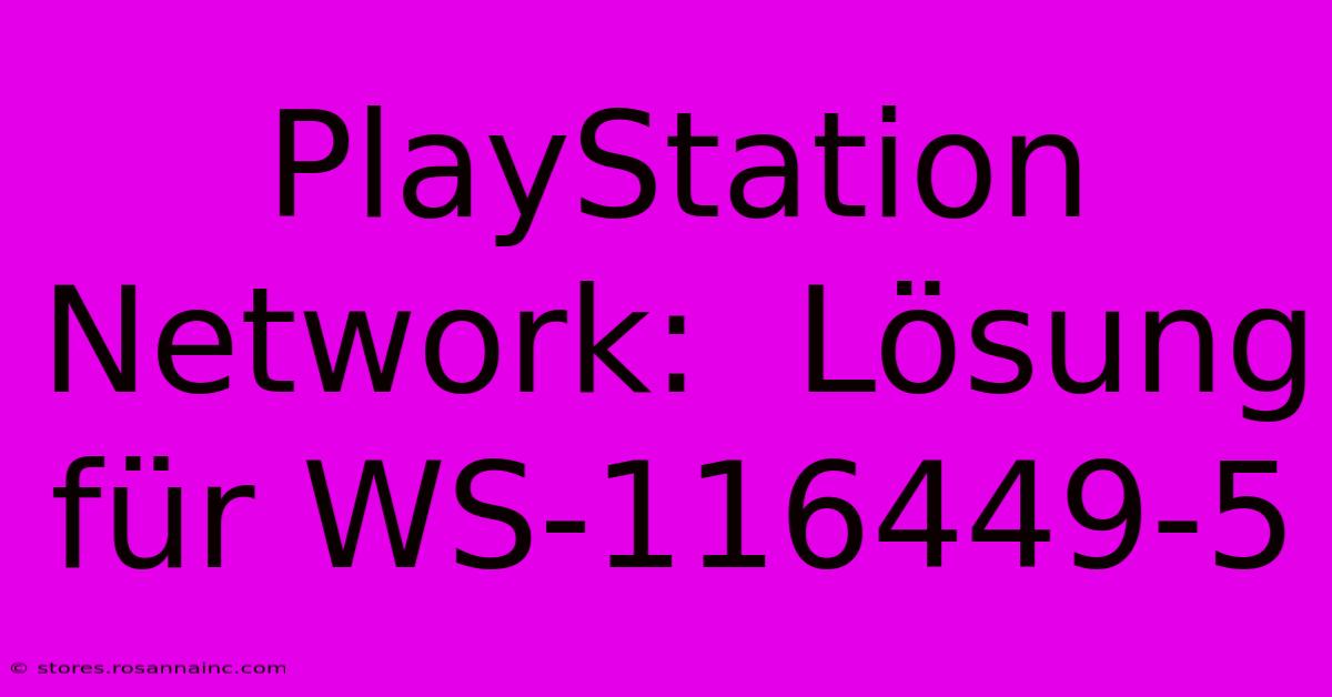 PlayStation Network:  Lösung Für WS-116449-5