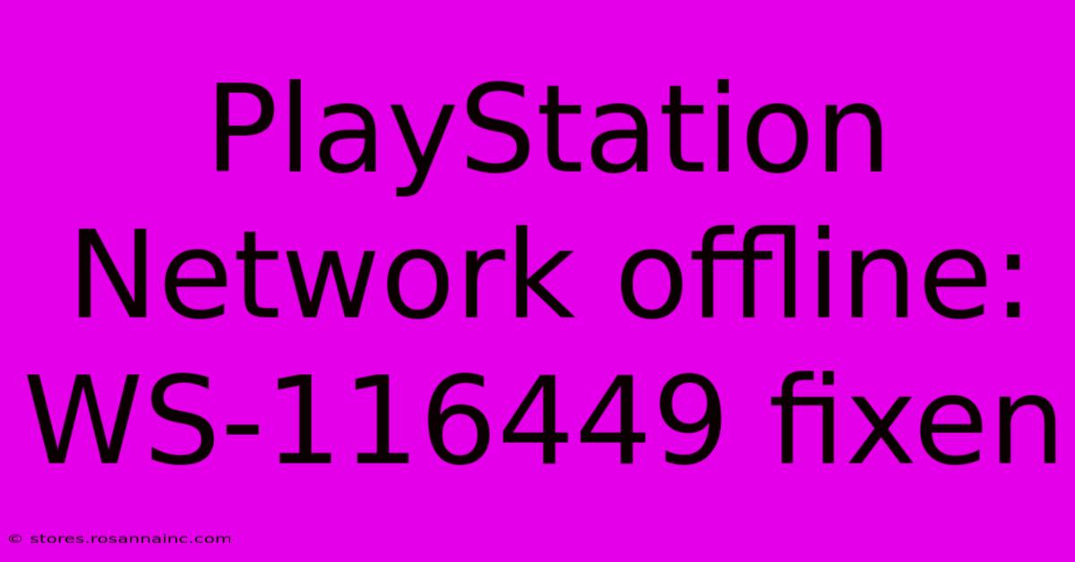 PlayStation Network Offline: WS-116449 Fixen