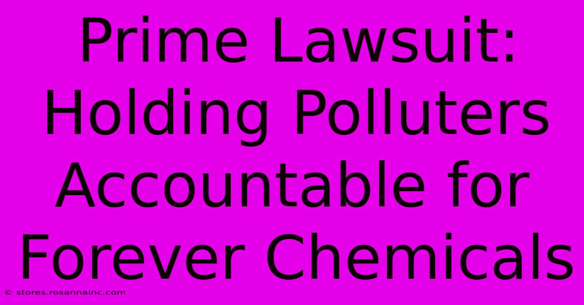 Prime Lawsuit: Holding Polluters Accountable For Forever Chemicals