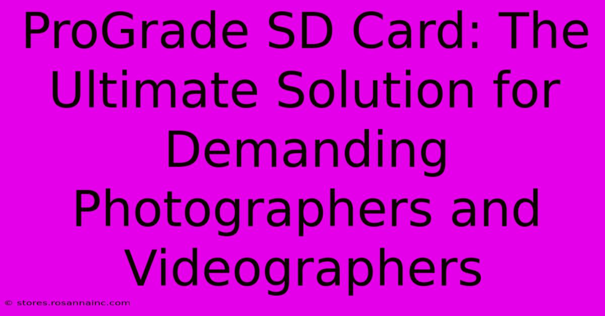 ProGrade SD Card: The Ultimate Solution For Demanding Photographers And Videographers