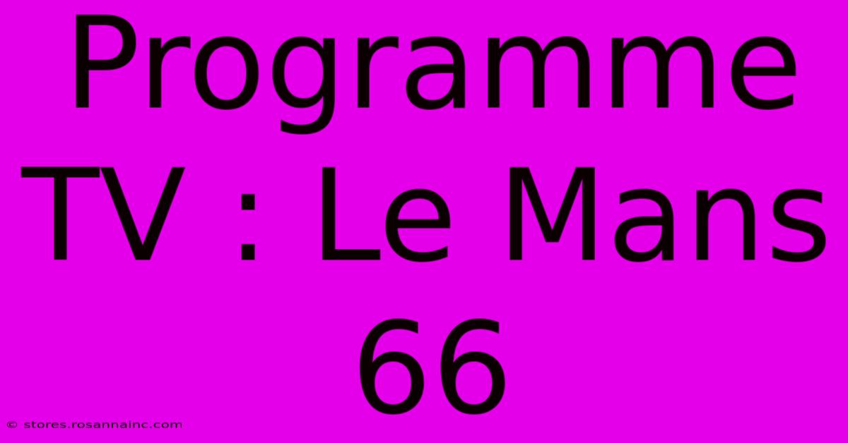 Programme TV : Le Mans 66