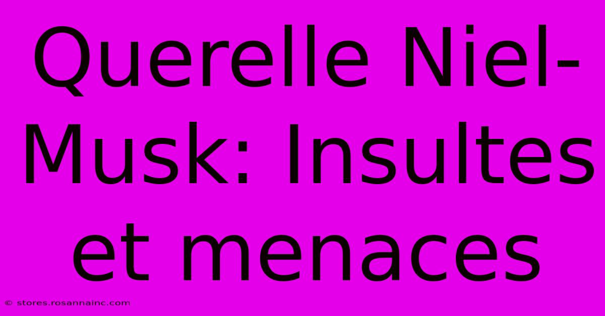 Querelle Niel-Musk: Insultes Et Menaces