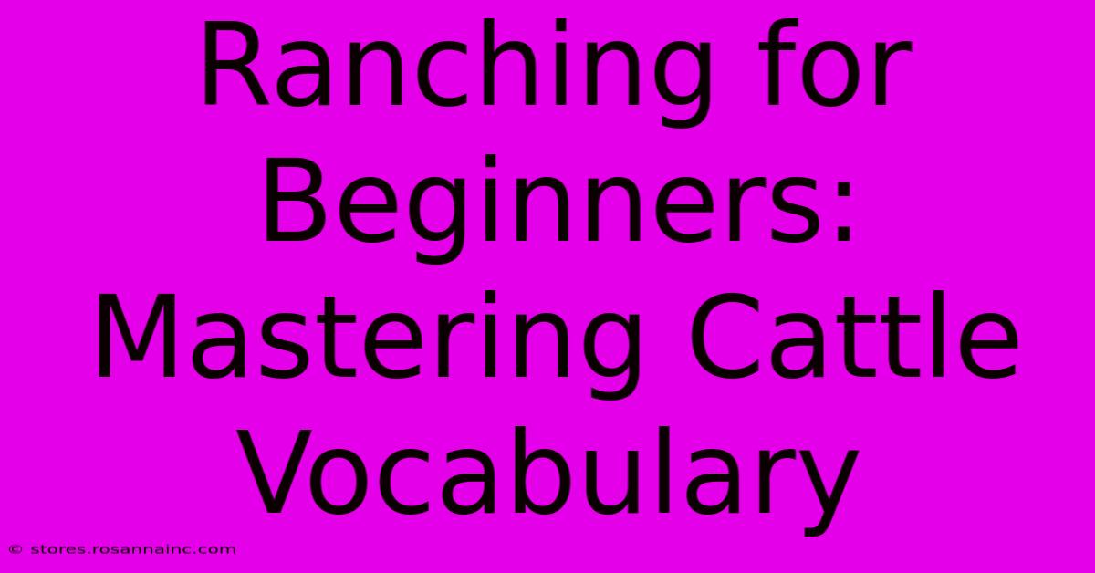 Ranching For Beginners: Mastering Cattle Vocabulary