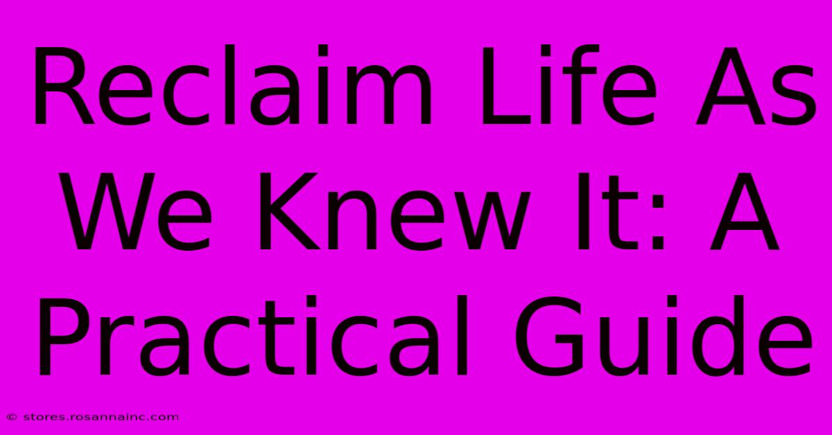 Reclaim Life As We Knew It: A Practical Guide