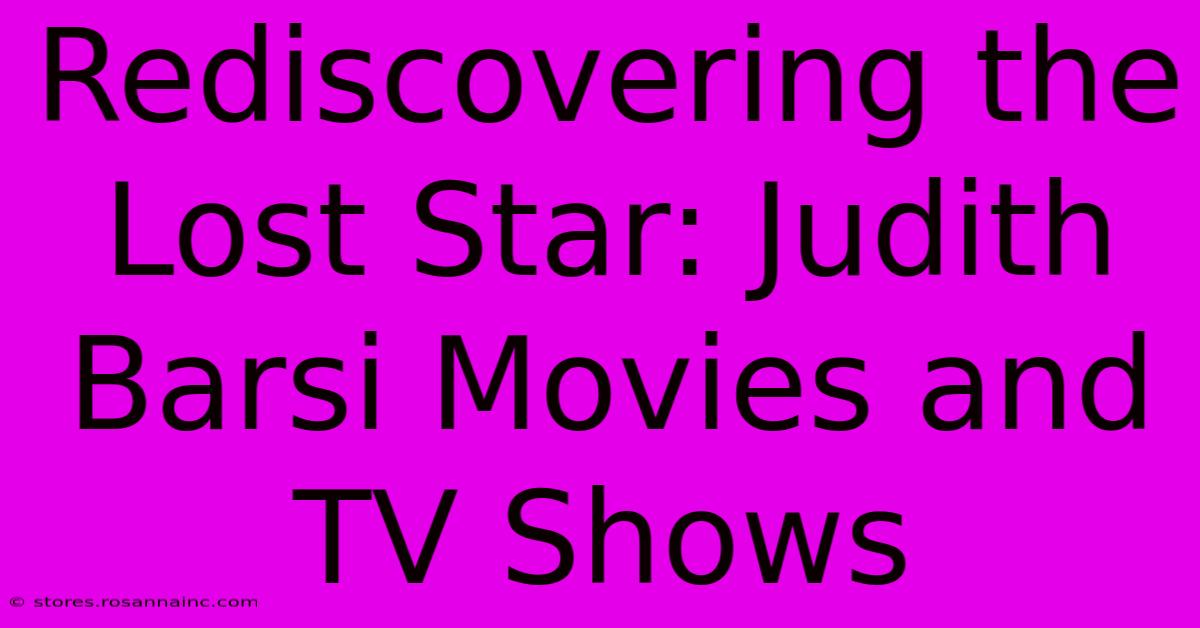 Rediscovering The Lost Star: Judith Barsi Movies And TV Shows