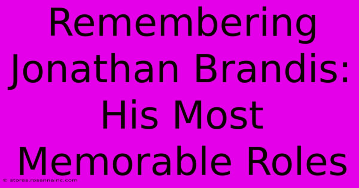 Remembering Jonathan Brandis: His Most Memorable Roles