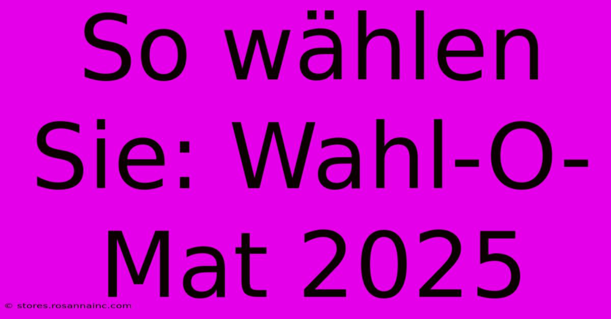 So Wählen Sie: Wahl-O-Mat 2025