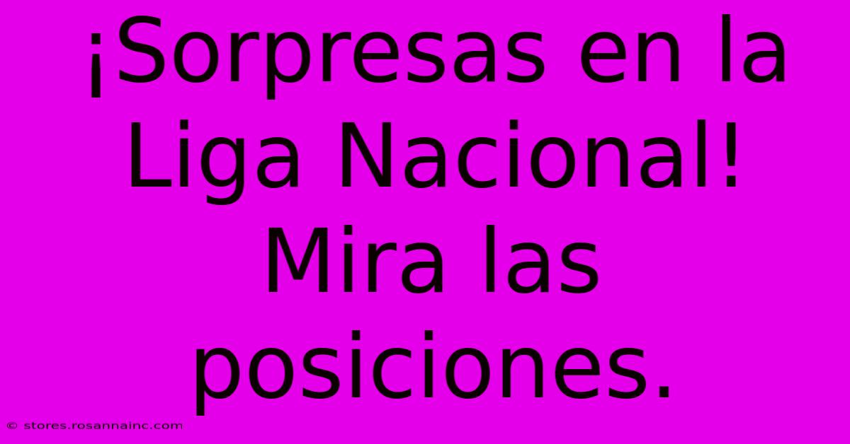 ¡Sorpresas En La Liga Nacional! Mira Las Posiciones.