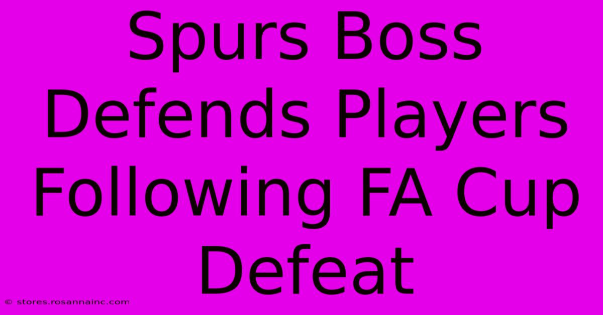 Spurs Boss Defends Players Following FA Cup Defeat