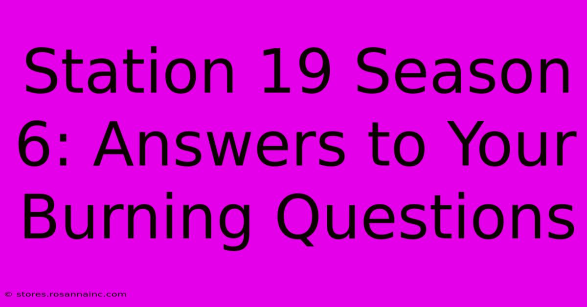 Station 19 Season 6: Answers To Your Burning Questions