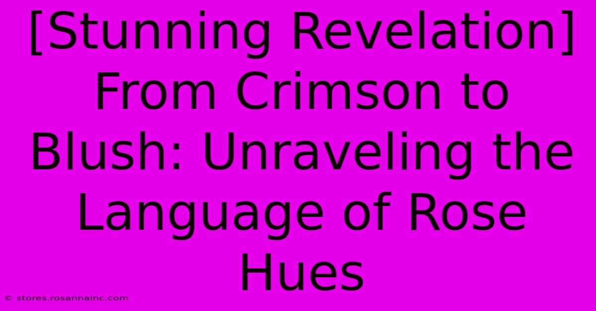 [Stunning Revelation] From Crimson To Blush: Unraveling The Language Of Rose Hues