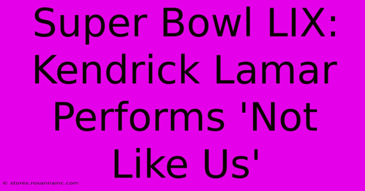 Super Bowl LIX: Kendrick Lamar Performs 'Not Like Us'