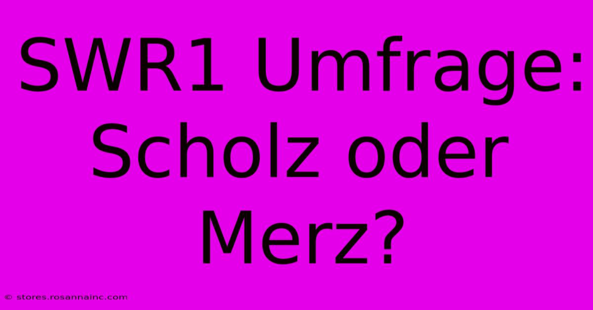 SWR1 Umfrage: Scholz Oder Merz?