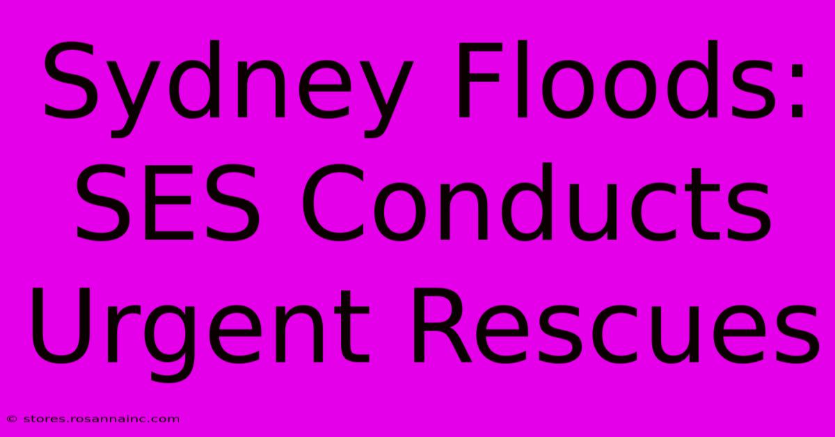 Sydney Floods: SES Conducts Urgent Rescues