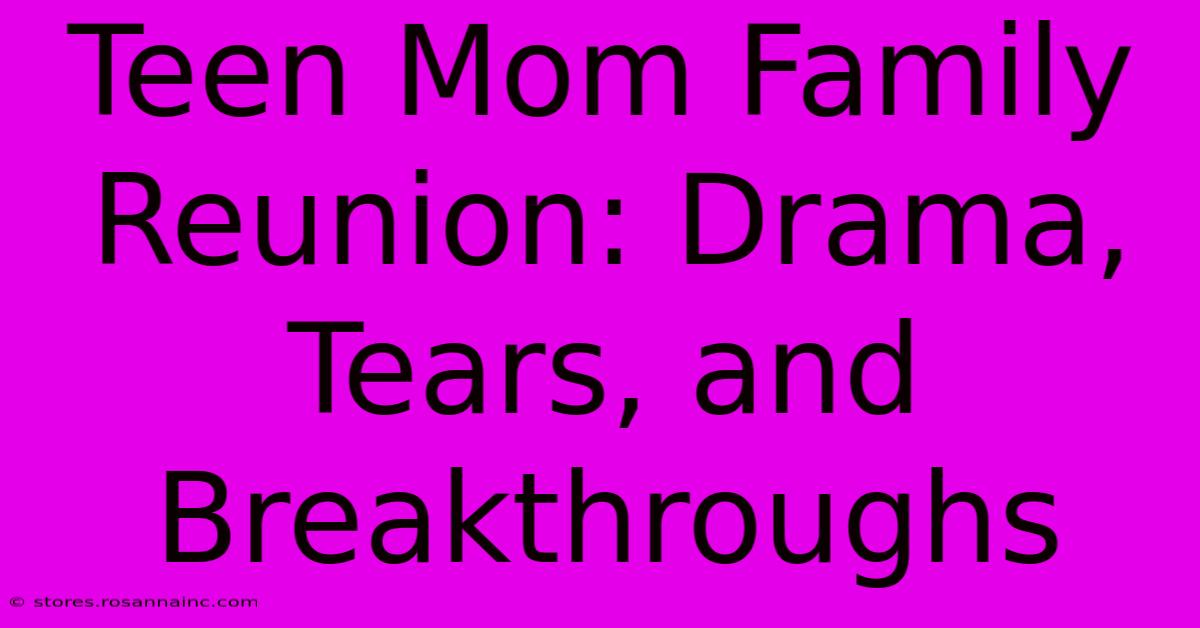 Teen Mom Family Reunion: Drama, Tears, And Breakthroughs