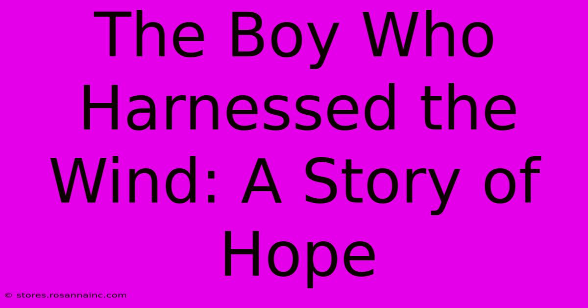 The Boy Who Harnessed The Wind: A Story Of Hope