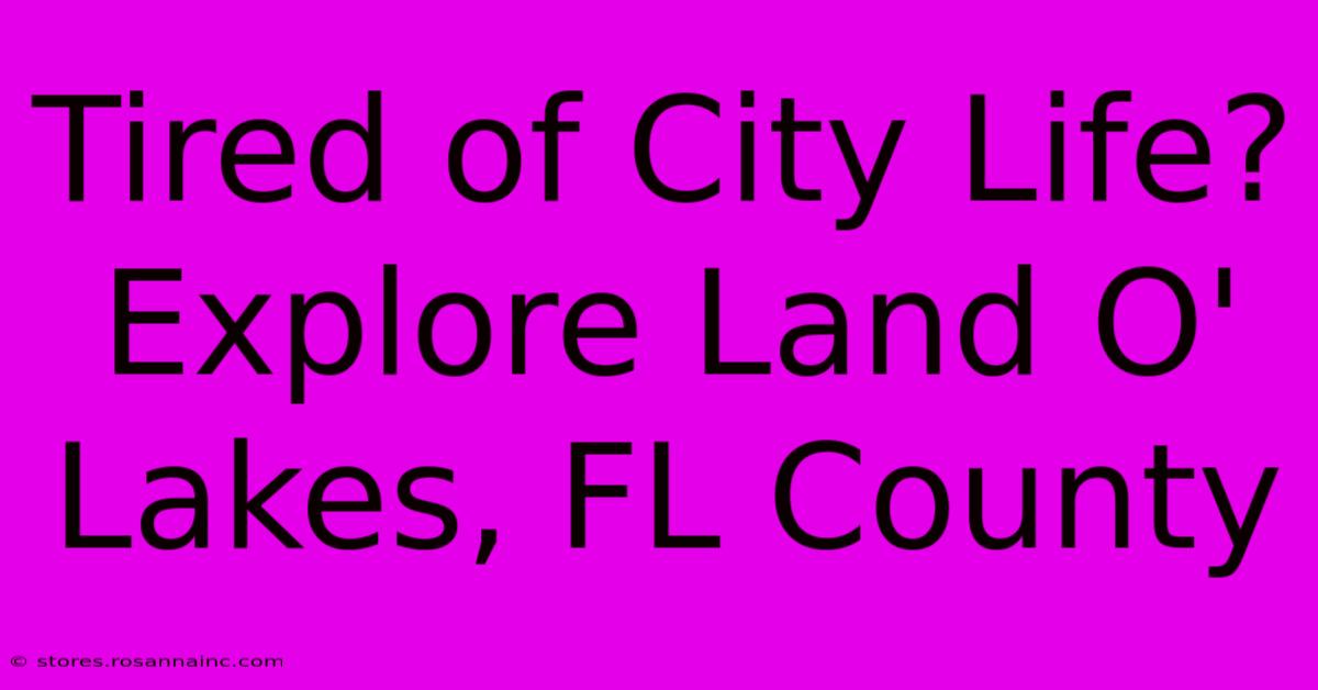 Tired Of City Life? Explore Land O' Lakes, FL County