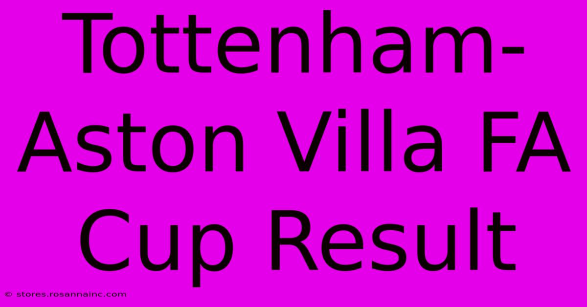 Tottenham-Aston Villa FA Cup Result