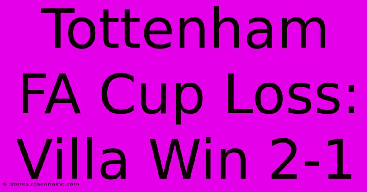 Tottenham FA Cup Loss: Villa Win 2-1