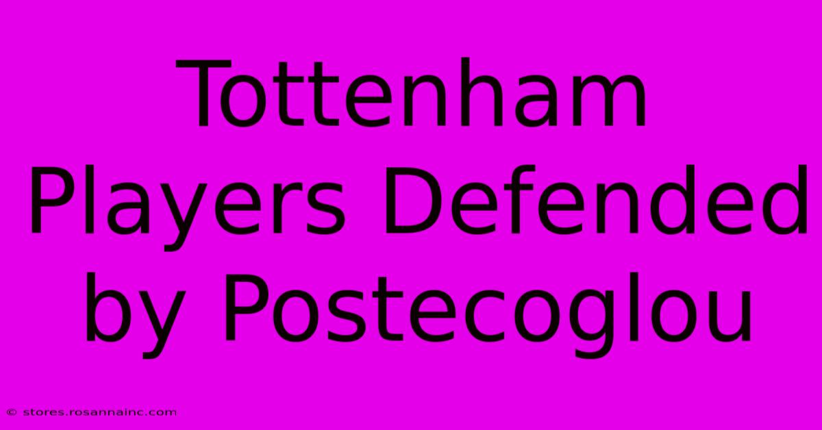 Tottenham Players Defended By Postecoglou