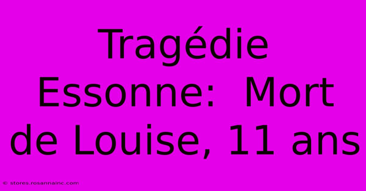 Tragédie Essonne:  Mort De Louise, 11 Ans