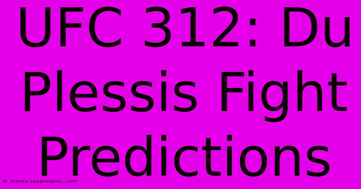 UFC 312: Du Plessis Fight Predictions