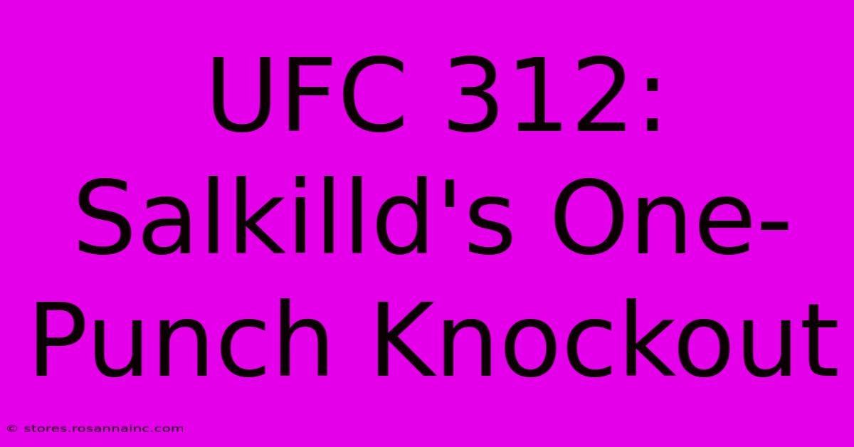 UFC 312: Salkilld's One-Punch Knockout