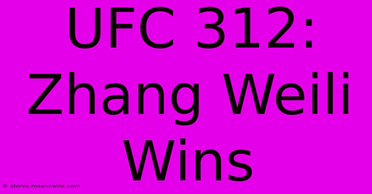 UFC 312: Zhang Weili Wins