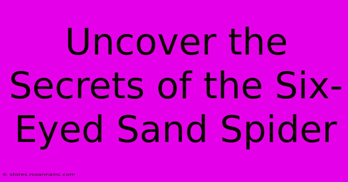 Uncover The Secrets Of The Six-Eyed Sand Spider