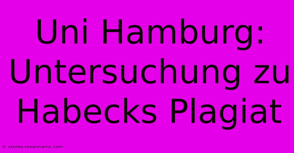 Uni Hamburg: Untersuchung Zu Habecks Plagiat