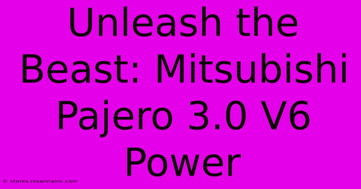 Unleash The Beast: Mitsubishi Pajero 3.0 V6 Power