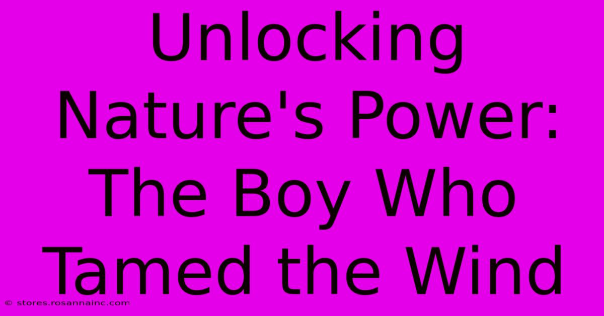 Unlocking Nature's Power: The Boy Who Tamed The Wind