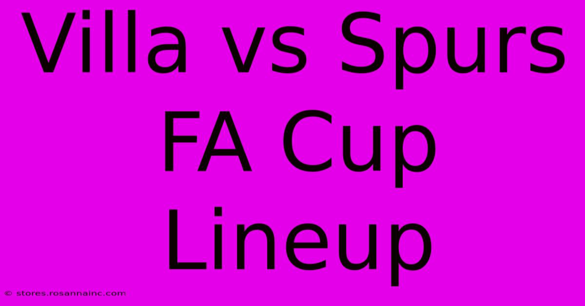 Villa Vs Spurs FA Cup Lineup