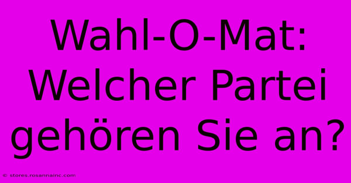 Wahl-O-Mat: Welcher Partei Gehören Sie An?