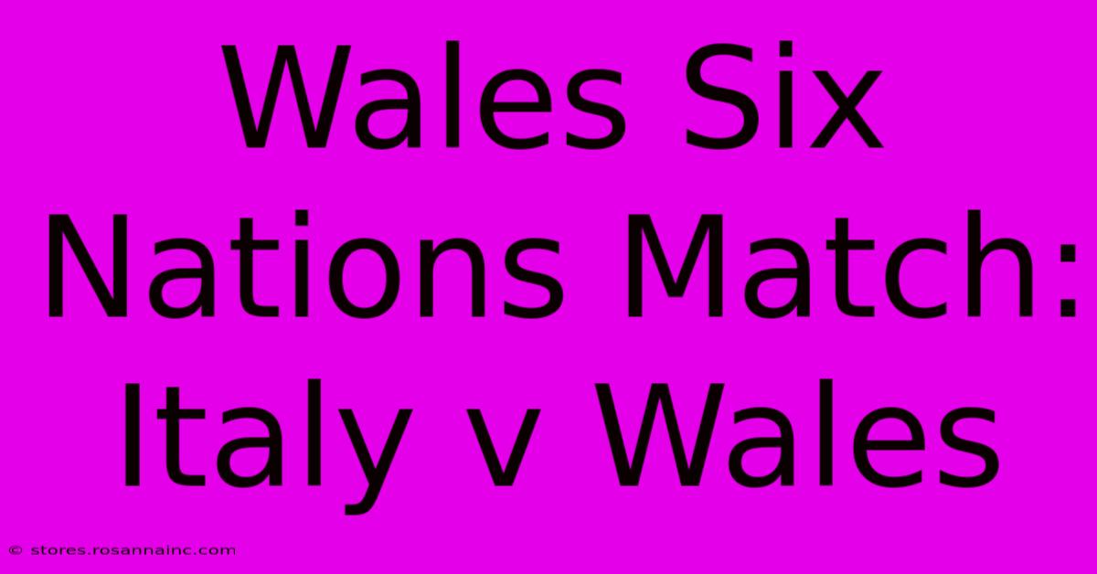 Wales Six Nations Match: Italy V Wales