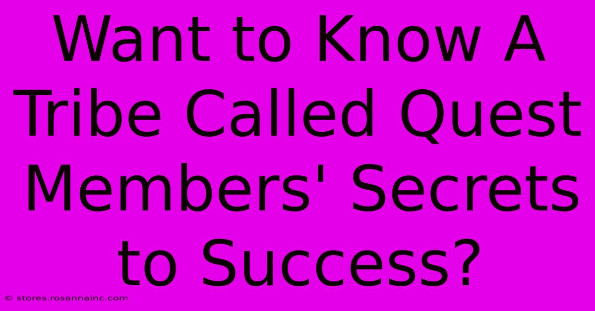 Want To Know A Tribe Called Quest Members' Secrets To Success?